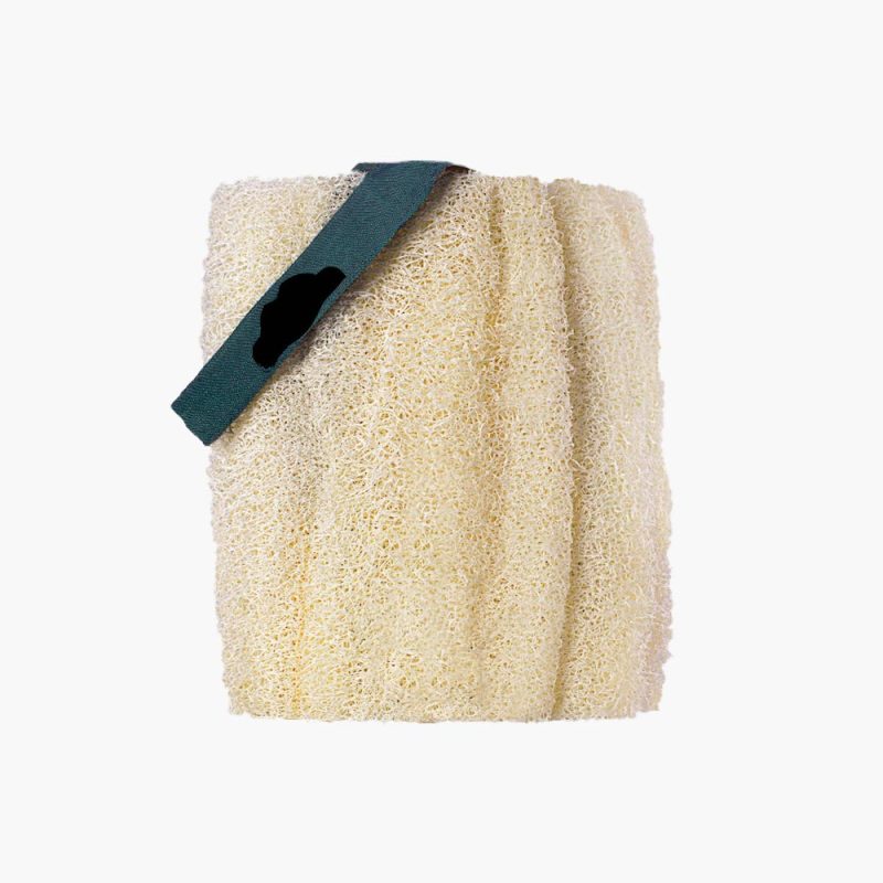 Raw natural loofah sponge cut into pieces for bath shower